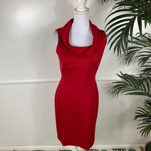 White House Black Market Red Cowl Neck Sexy Dress